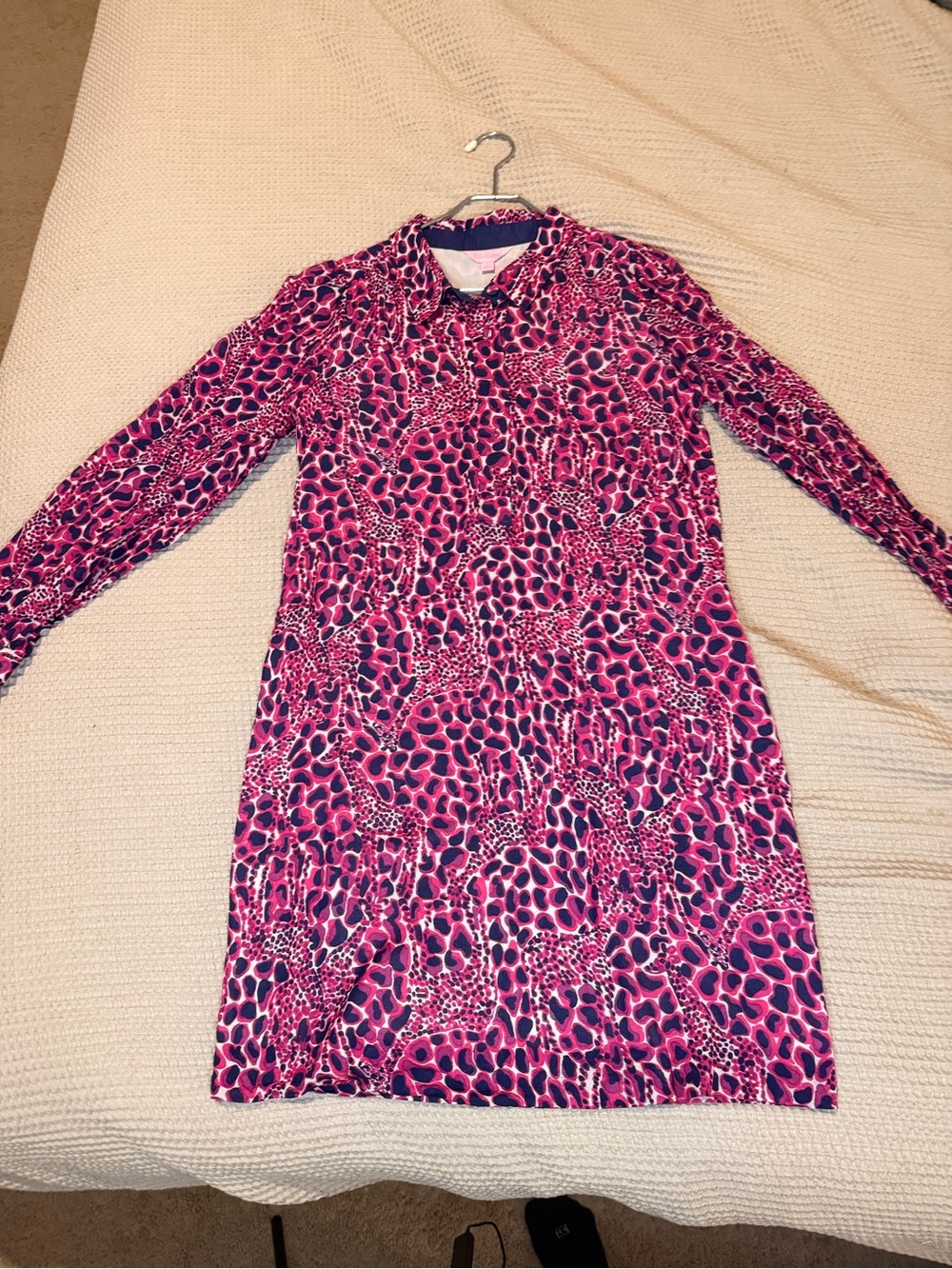 Lilly Pulitzer Elsa Tunic Dress Hollyhock Gigi Giraffe Pink Size 6 - Picture 5 of 8